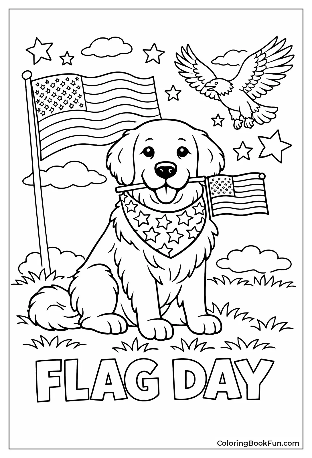 Puppy Holds Little Flag