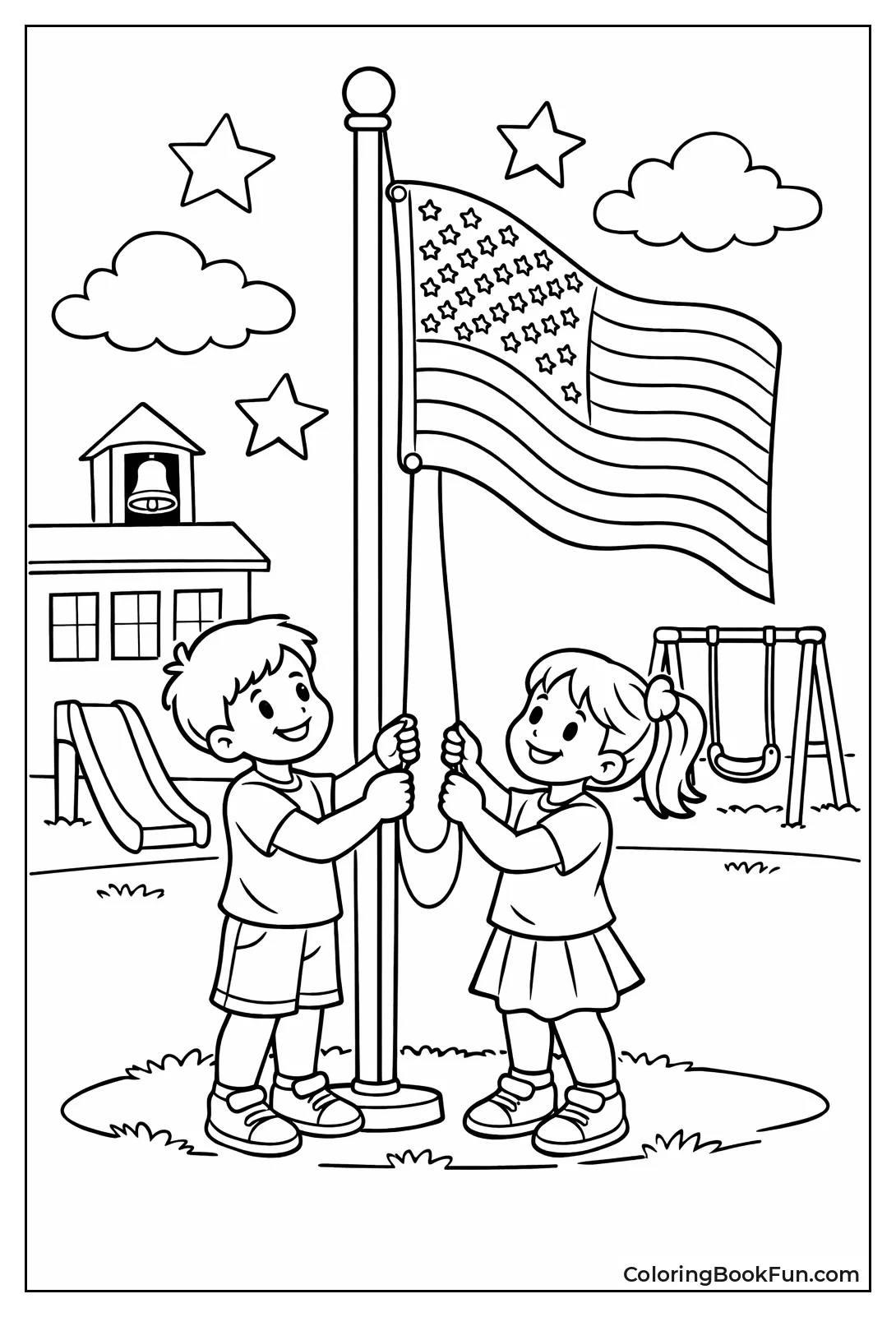 Kids Raise School Flag