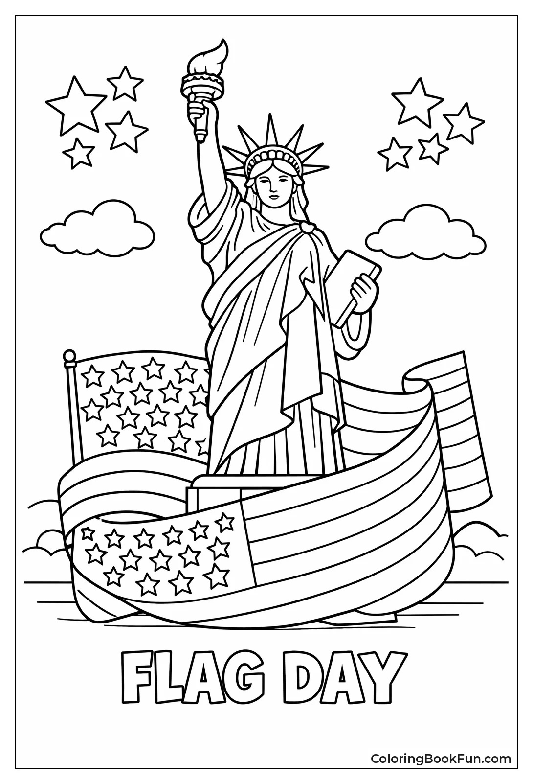 Statue of Liberty Holds Flag