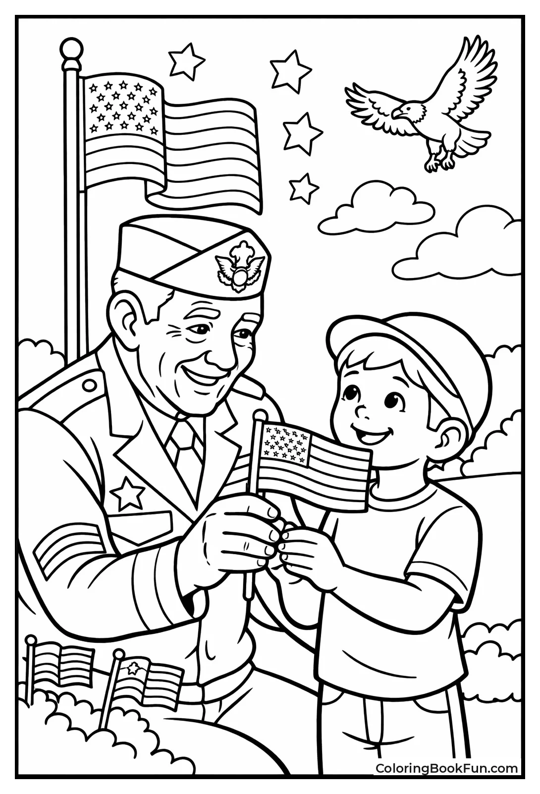 Veteran Shows Flag Grandkid