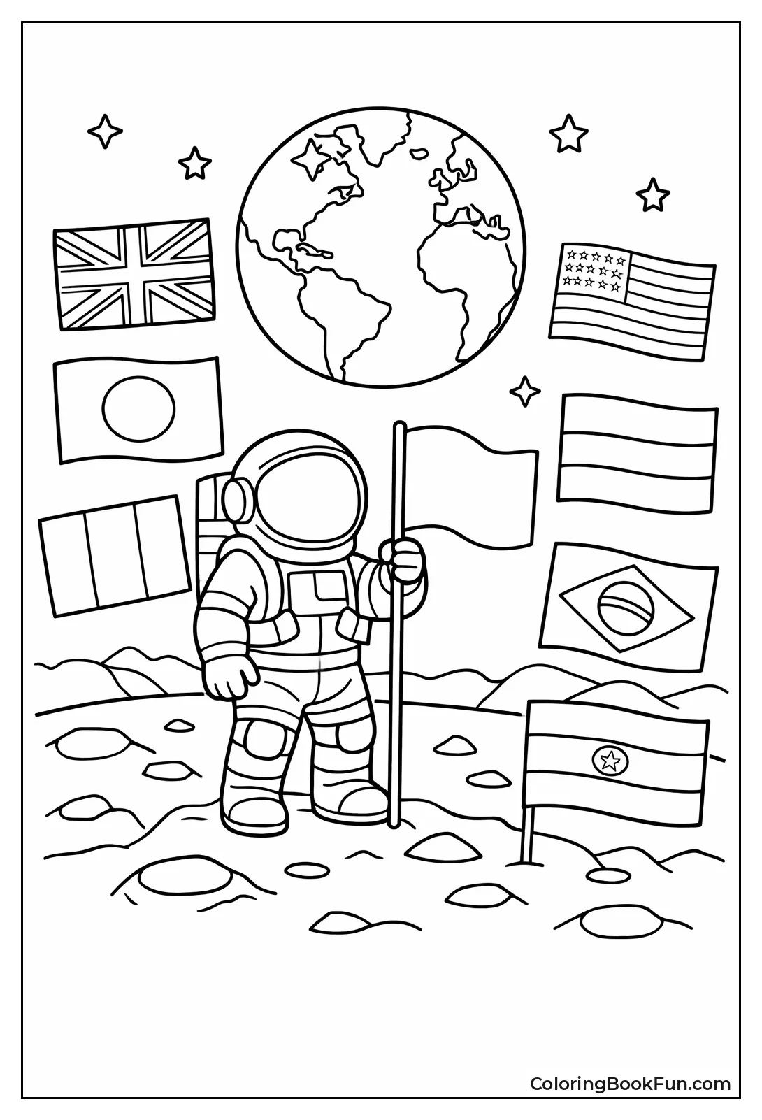 Astronaut Plants Moon Flag