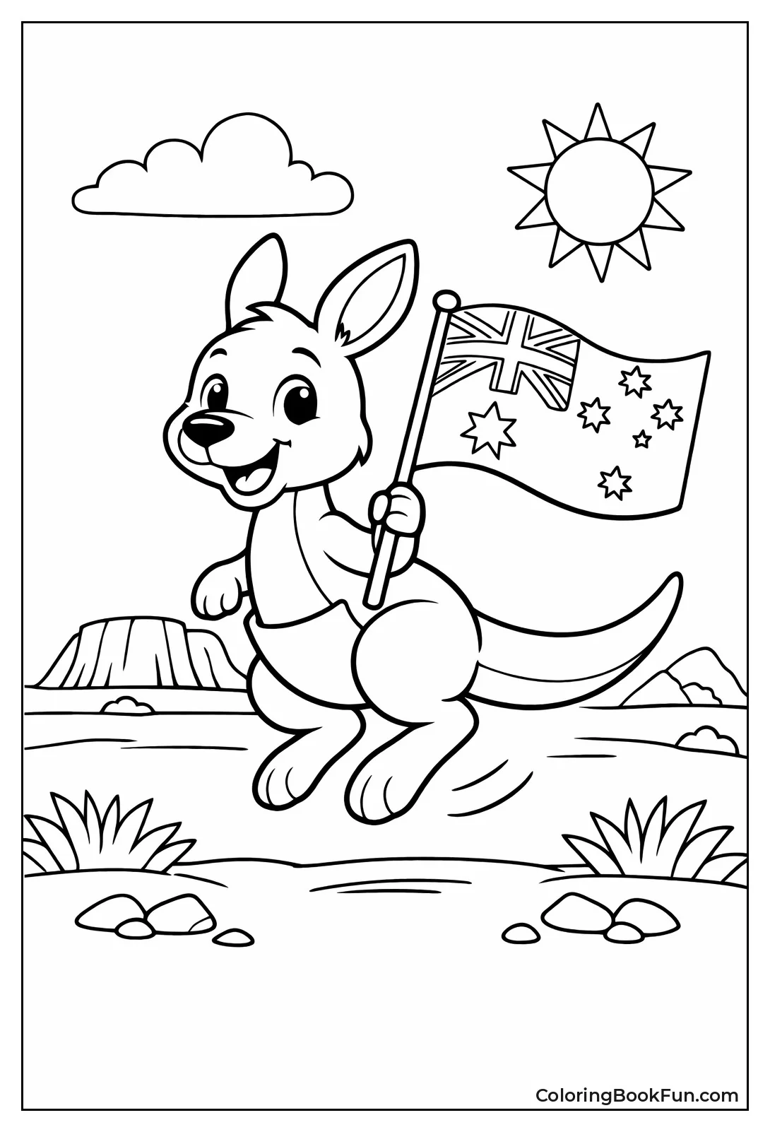 Kangaroo Holding Australian Flag