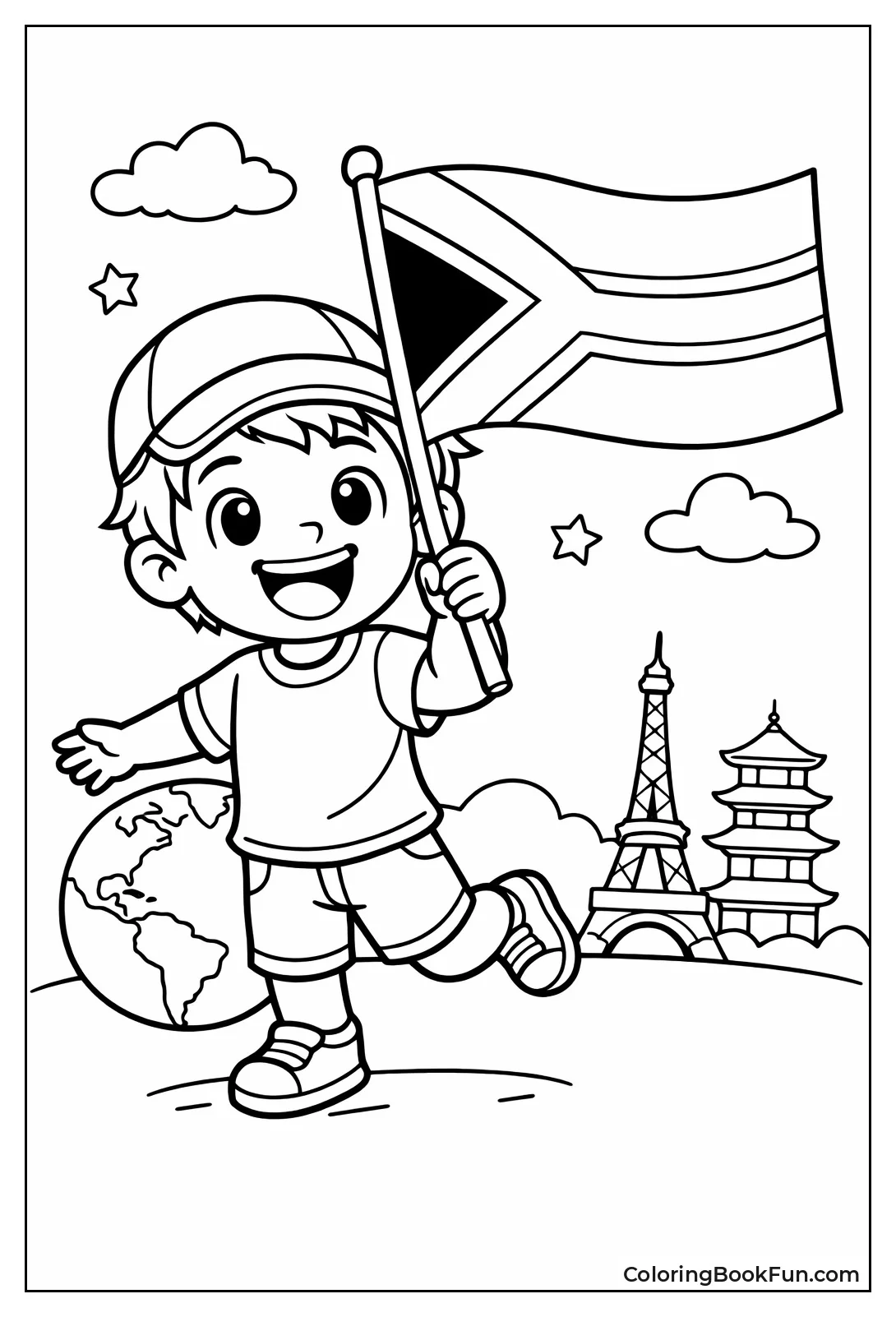 Child Waves South African Flag