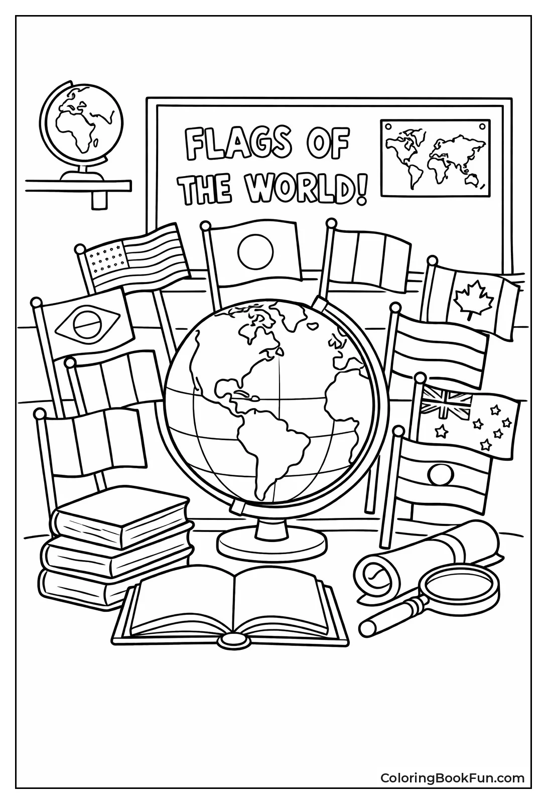 Classroom Globe with Flags