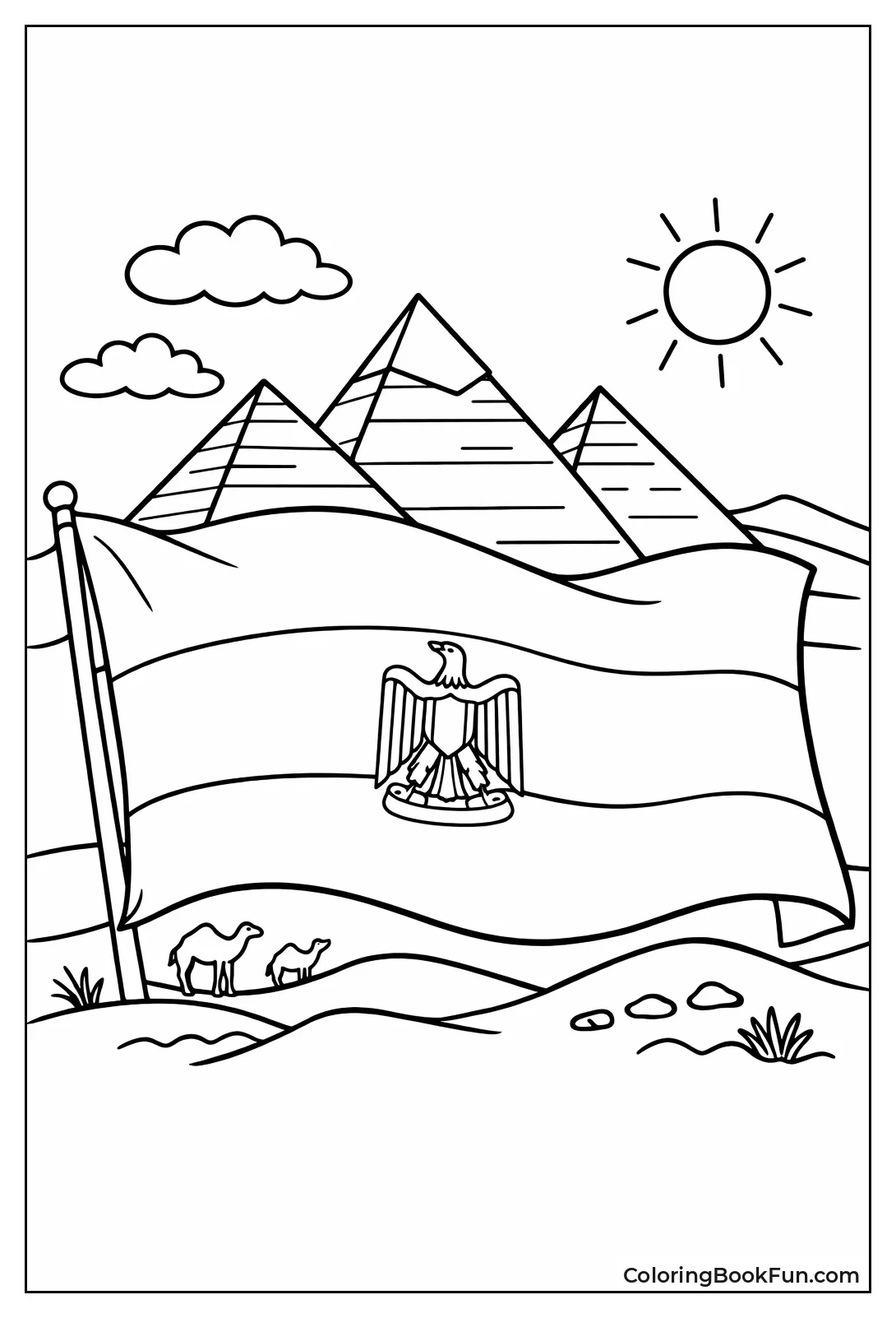 Egyptian Flag on Pyramids