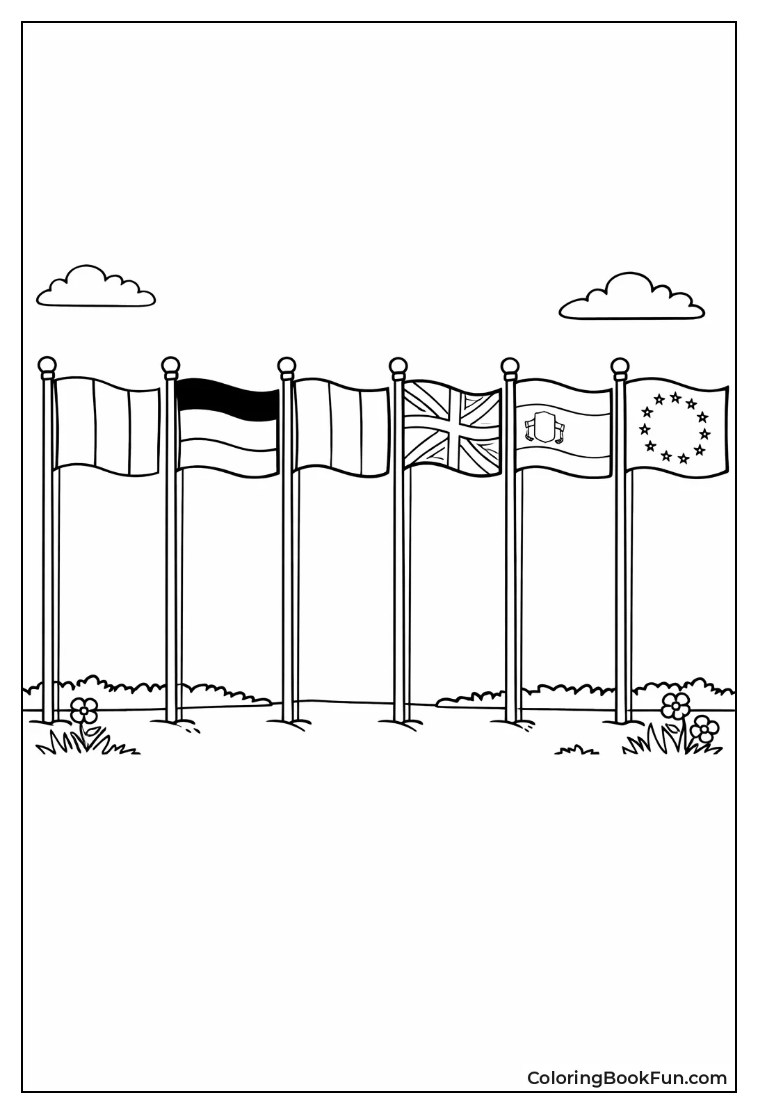 Row of European Flags