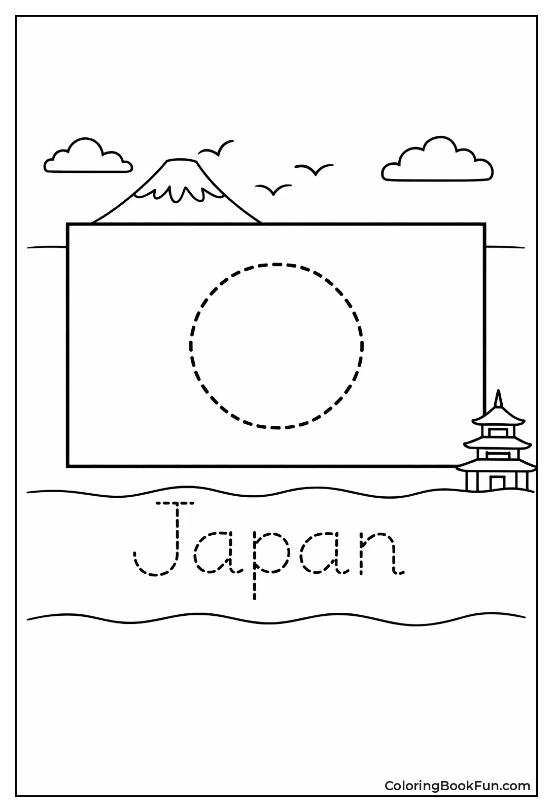 Tracing Japanese Sun Flag