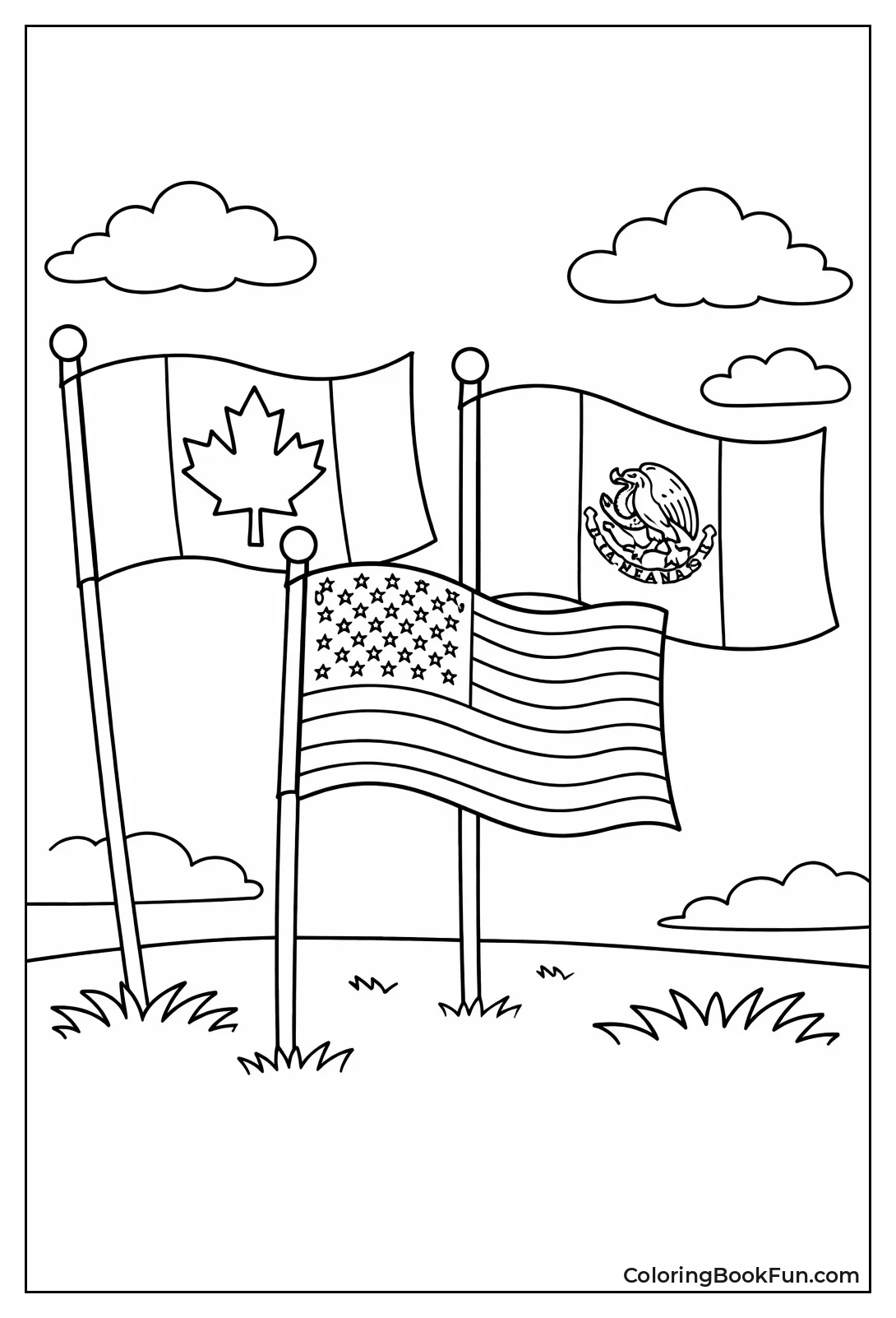 North American Flags Together