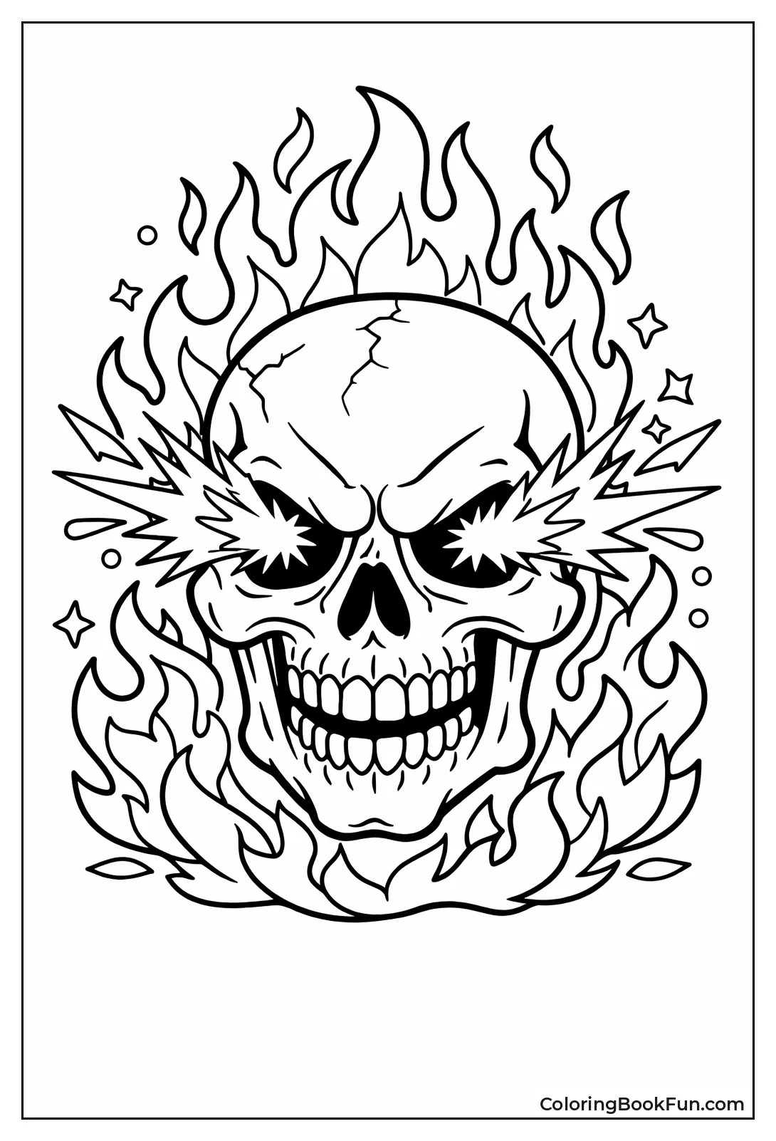 Flaming Skull with Roaring Sparks