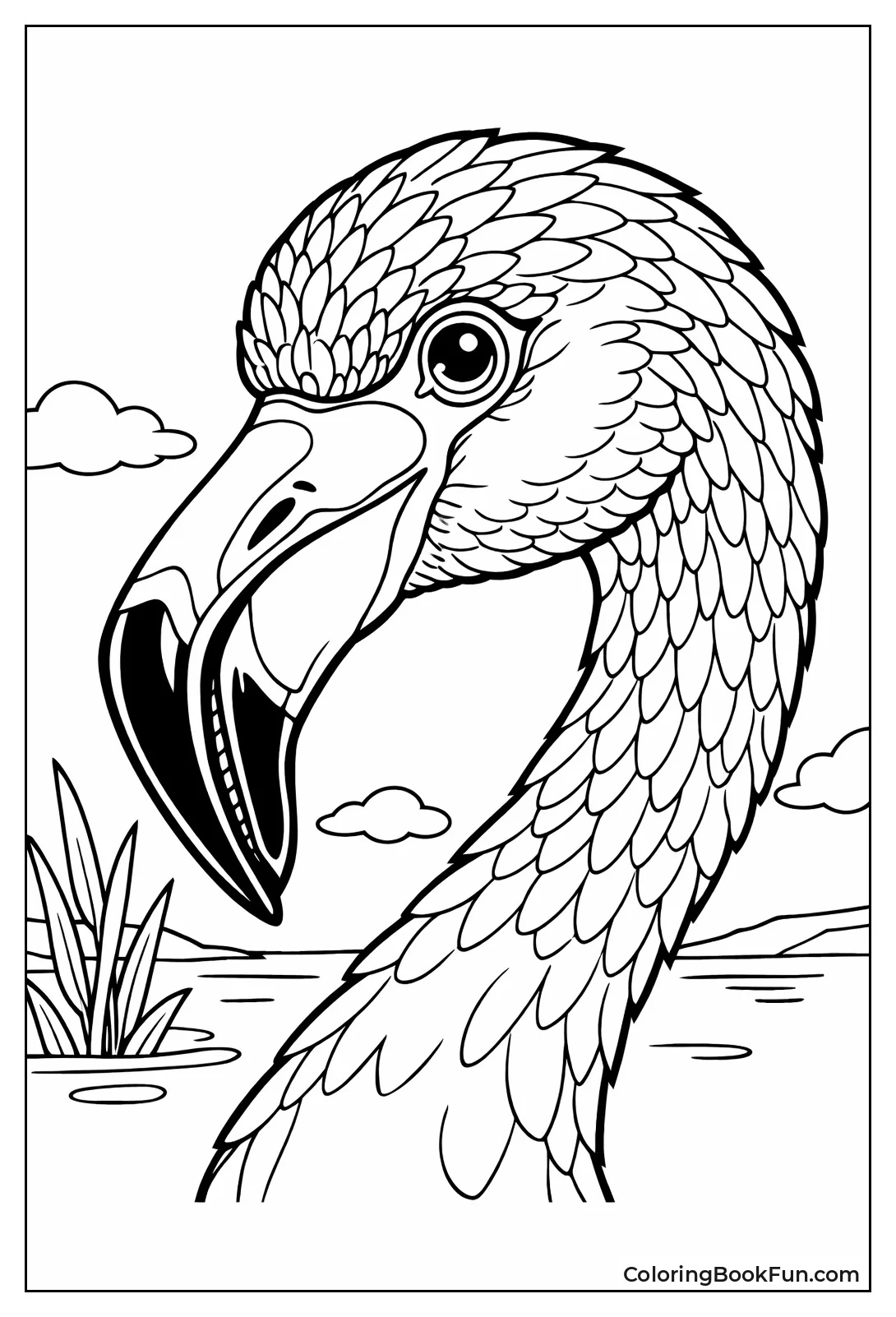 Detailed Flamingo Face Closeup