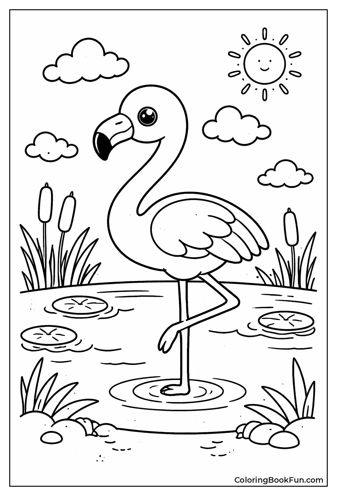 Simple Standing Flamingo Outline