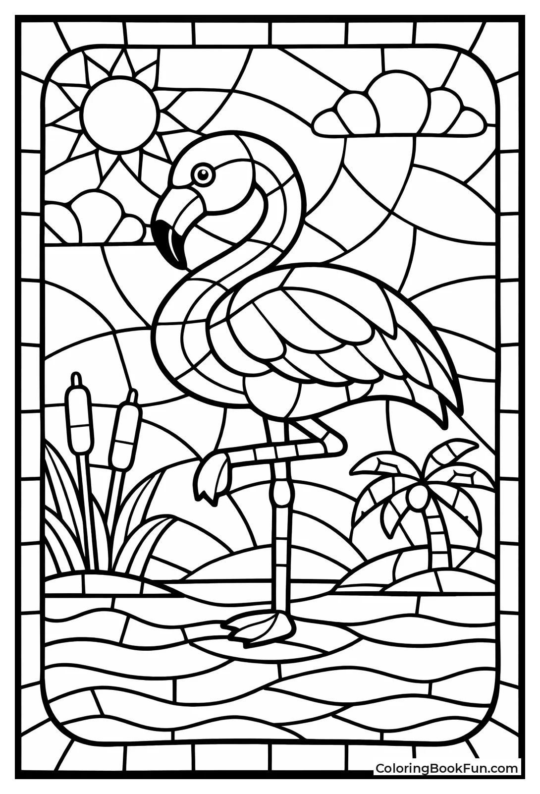 Stained Glass Flamingo Window