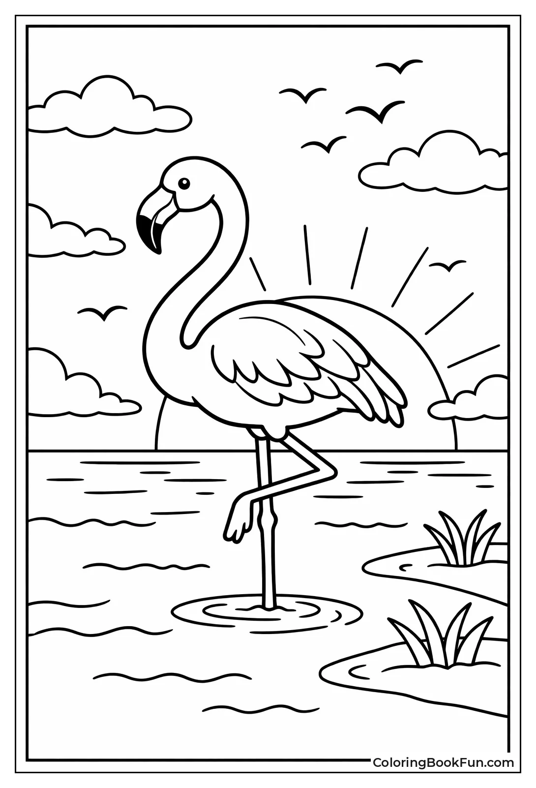 Flamingo Silhouette at Sunset