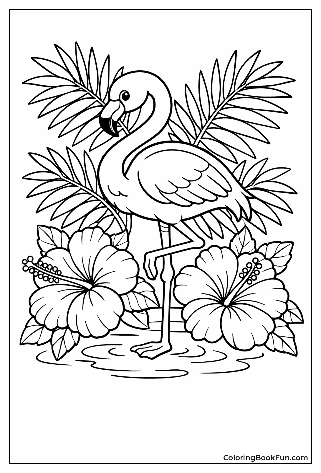 Flamingo Stands with Hibiscus