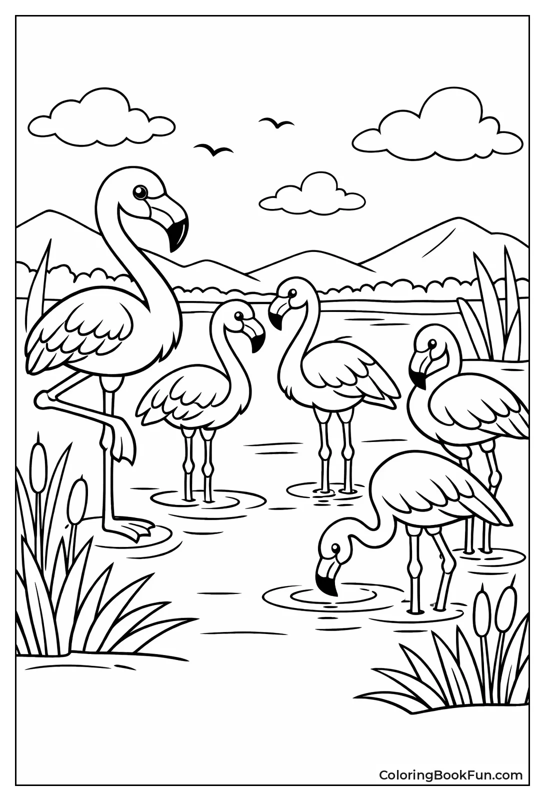 Flock Gathers in Lake