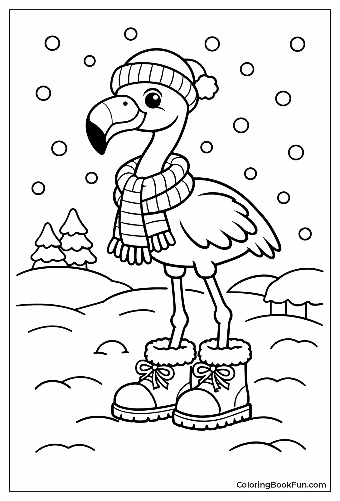 Flamingo Wears Winter Scarf