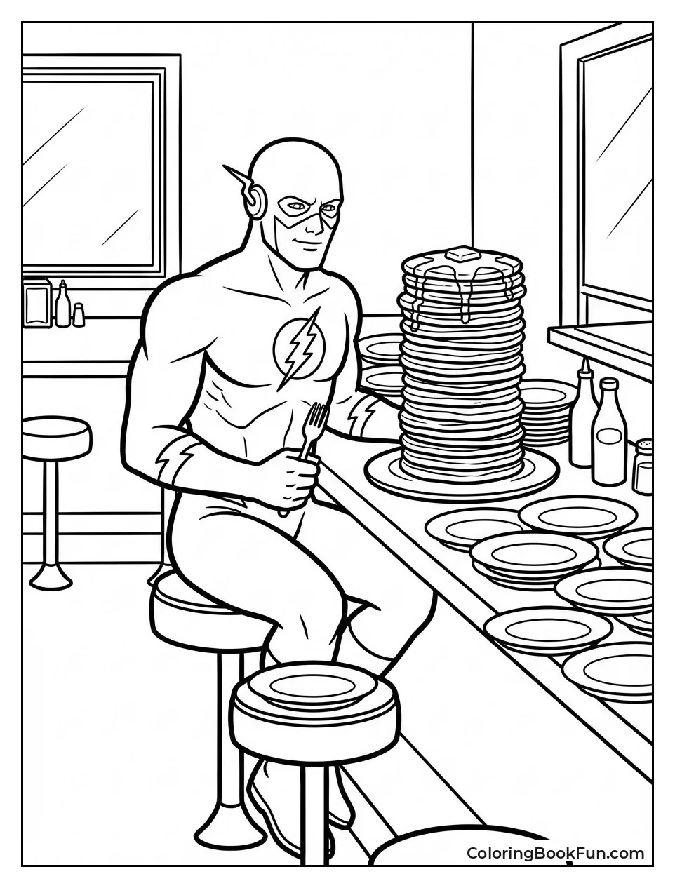 Flash Eats Huge Pancake Stack