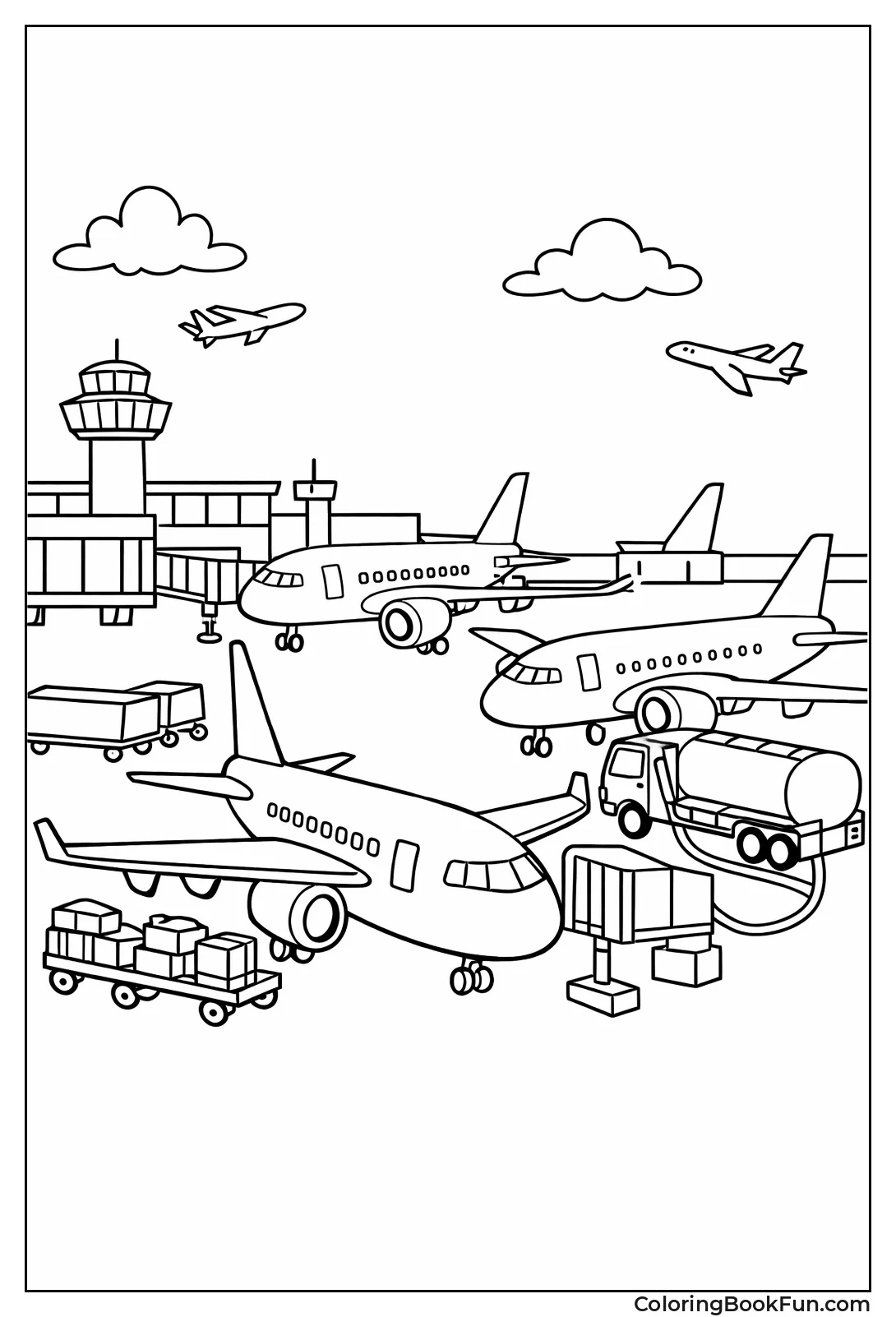 Parked Airplanes at Airport Gates