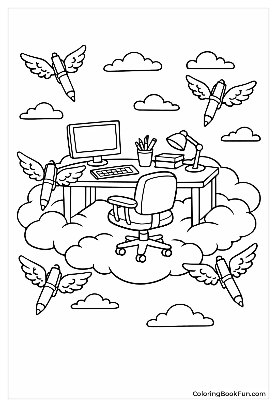 Floating Office in Clouds