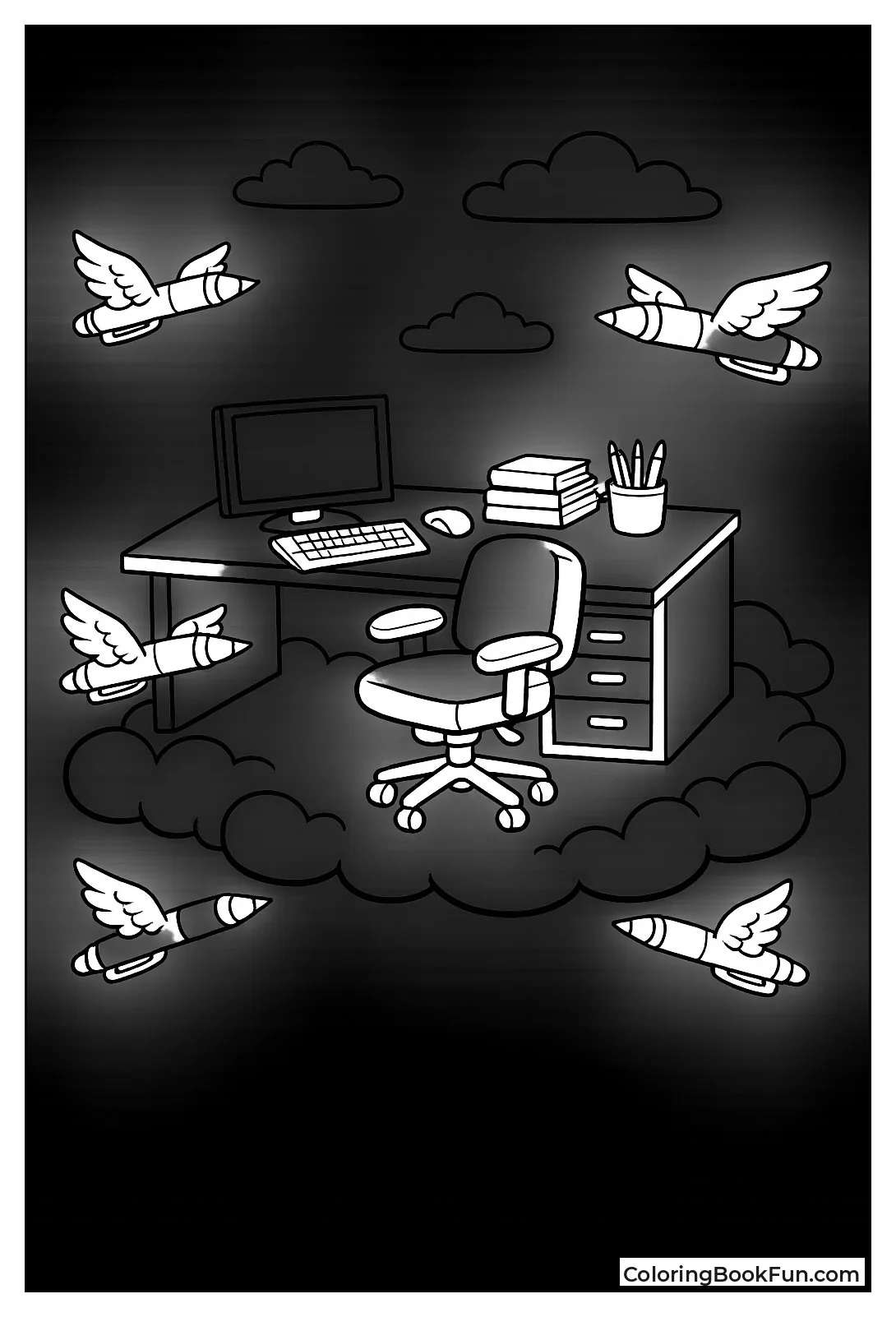 Floating Office in Clouds