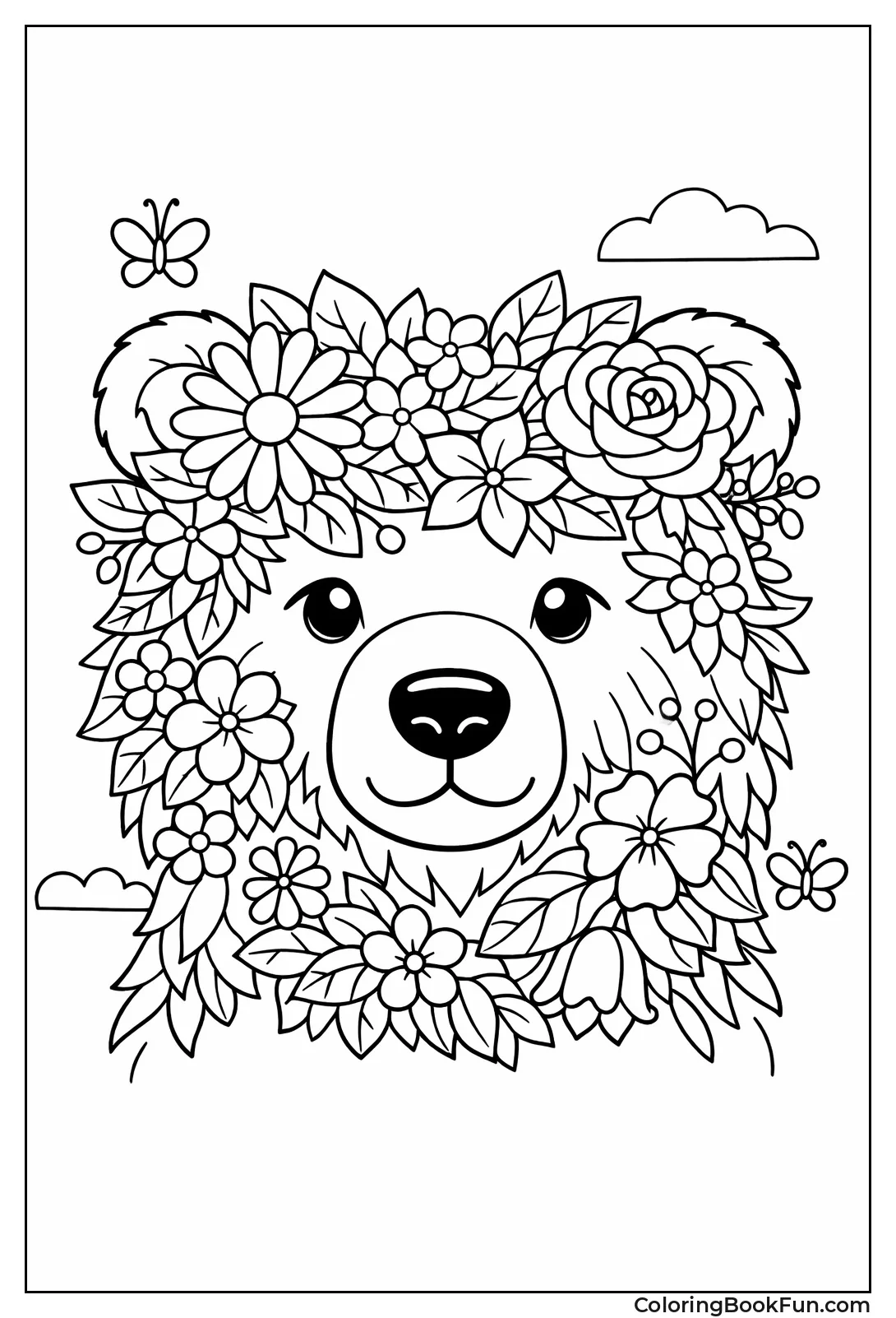 Floral Bear Head Portrait