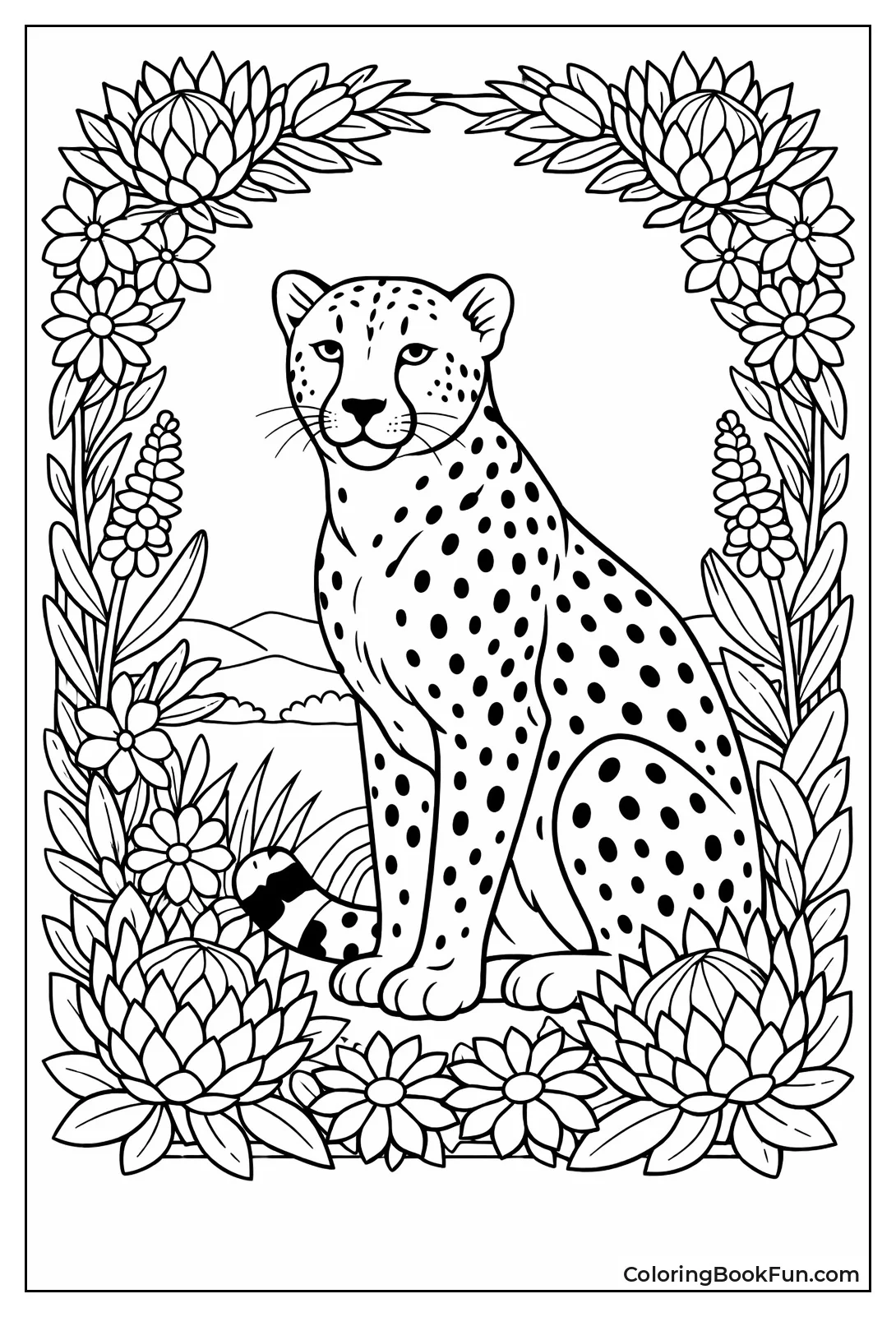 Cheetah with Wildflowers