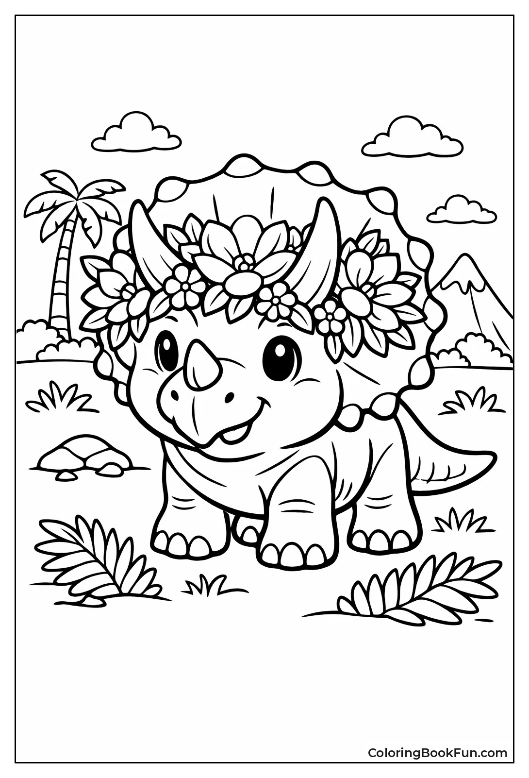 Triceratops Wears Flower Crown