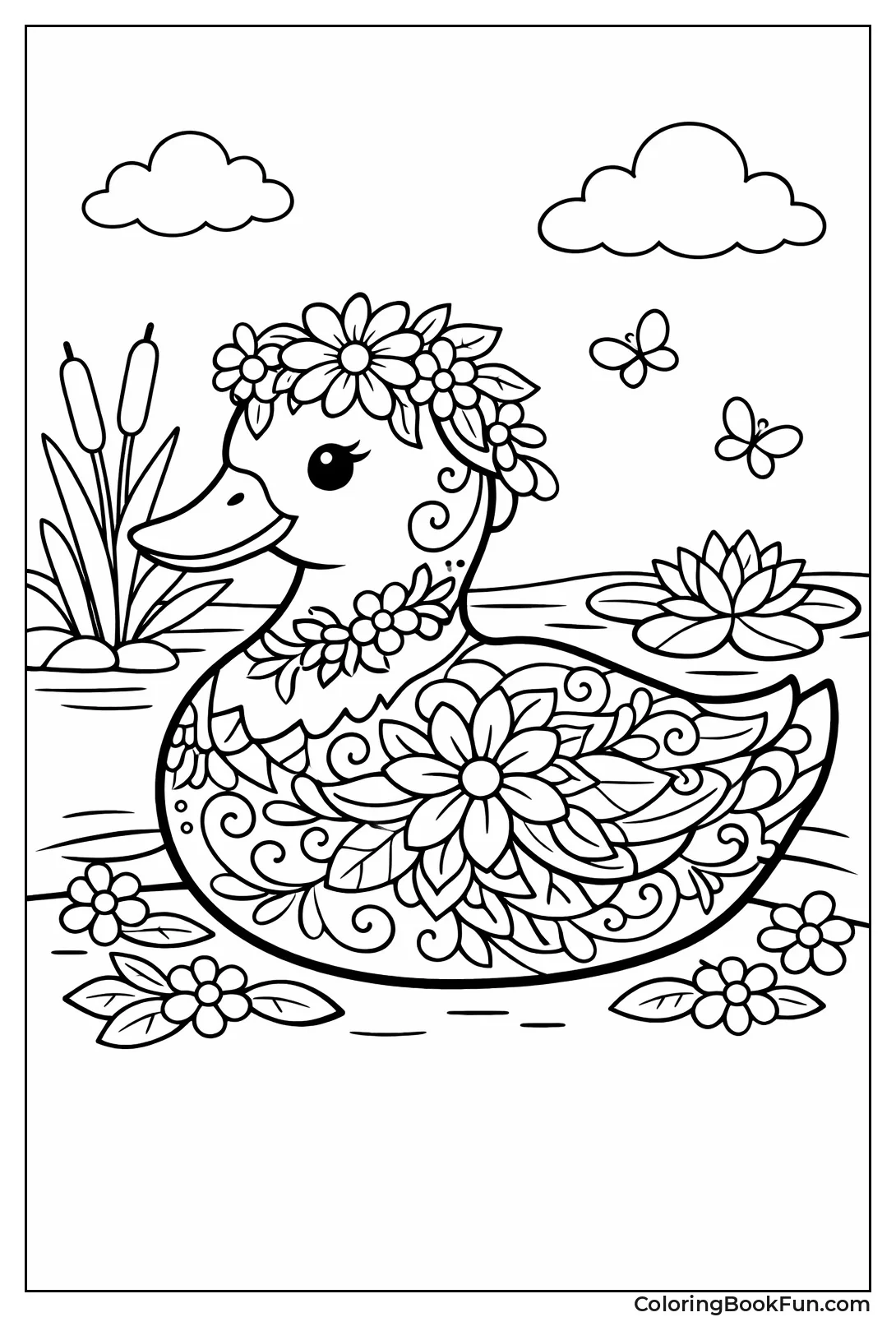 Floral Duck with Vines