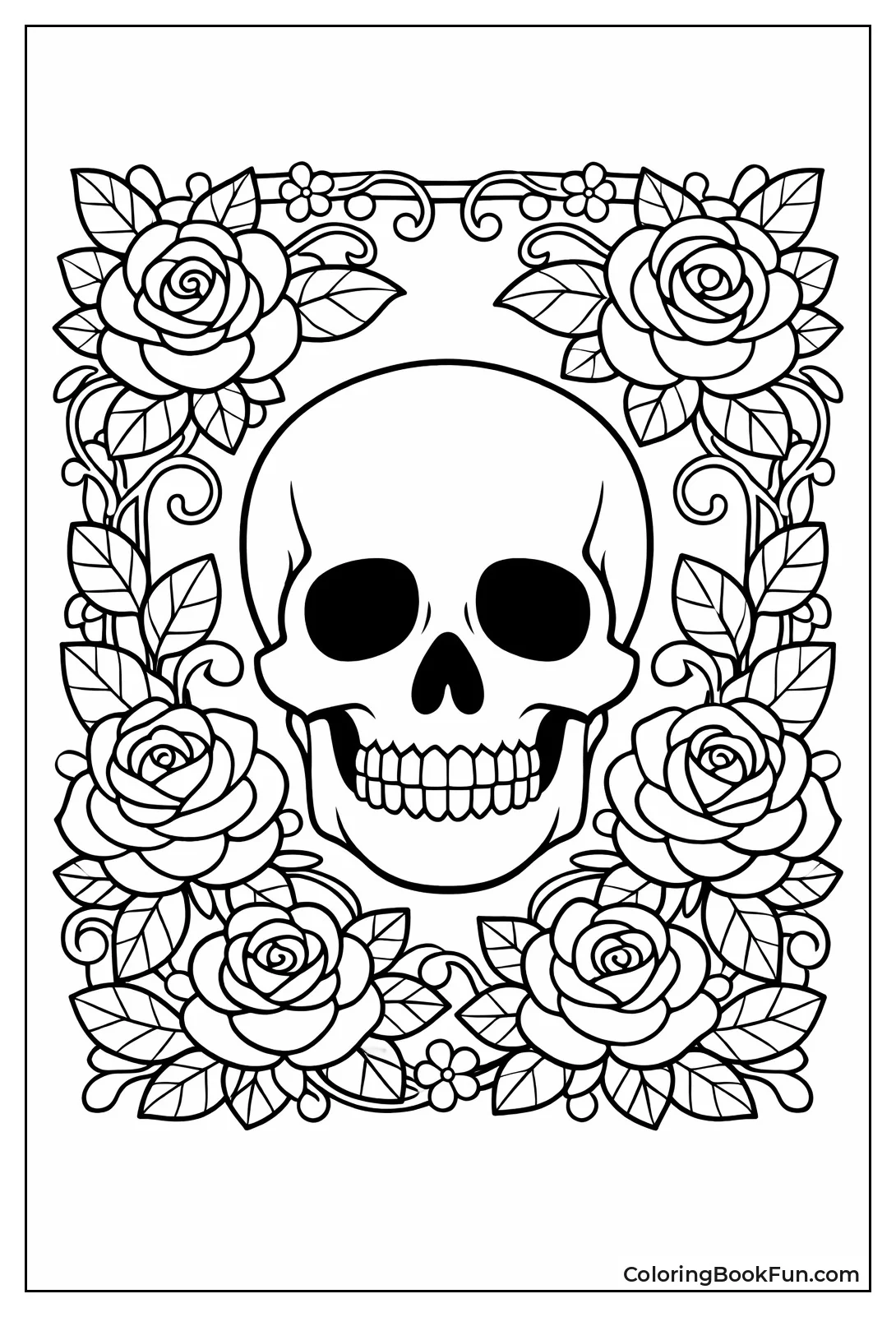 Skull Framed by Flowers Vines