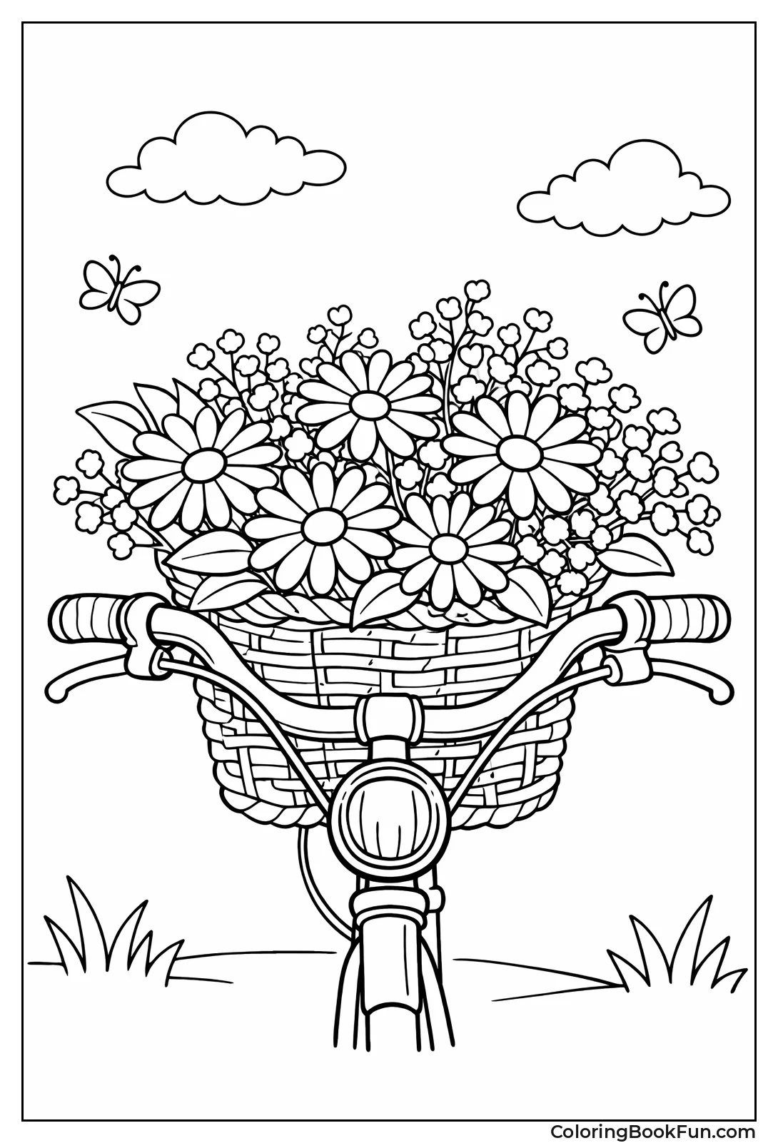 Bicycle Basket with Daisies