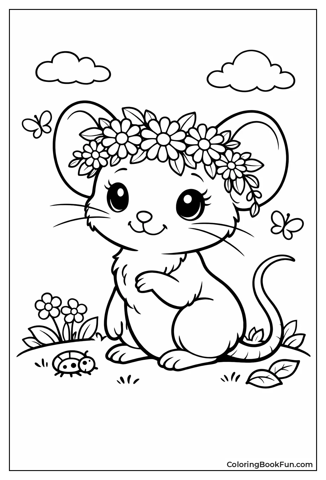 Mouse Wearing Flower Crown