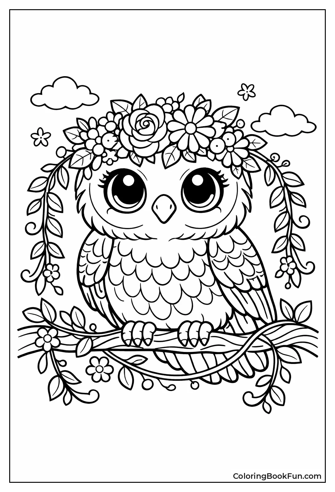 Owl with Flower Crown