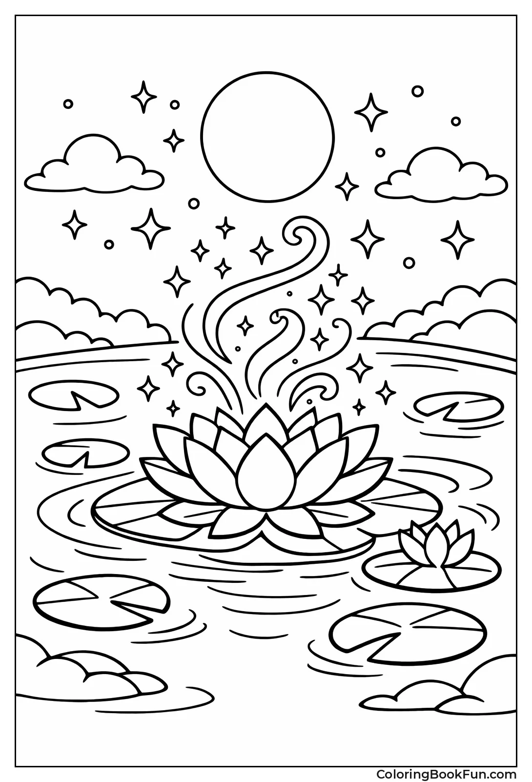 Glowing Lotus in Moonlight