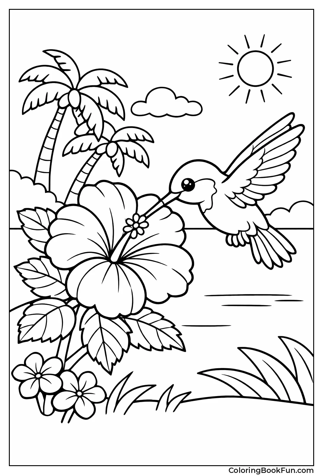 Hummingbird Drinks Hibiscus Nectar