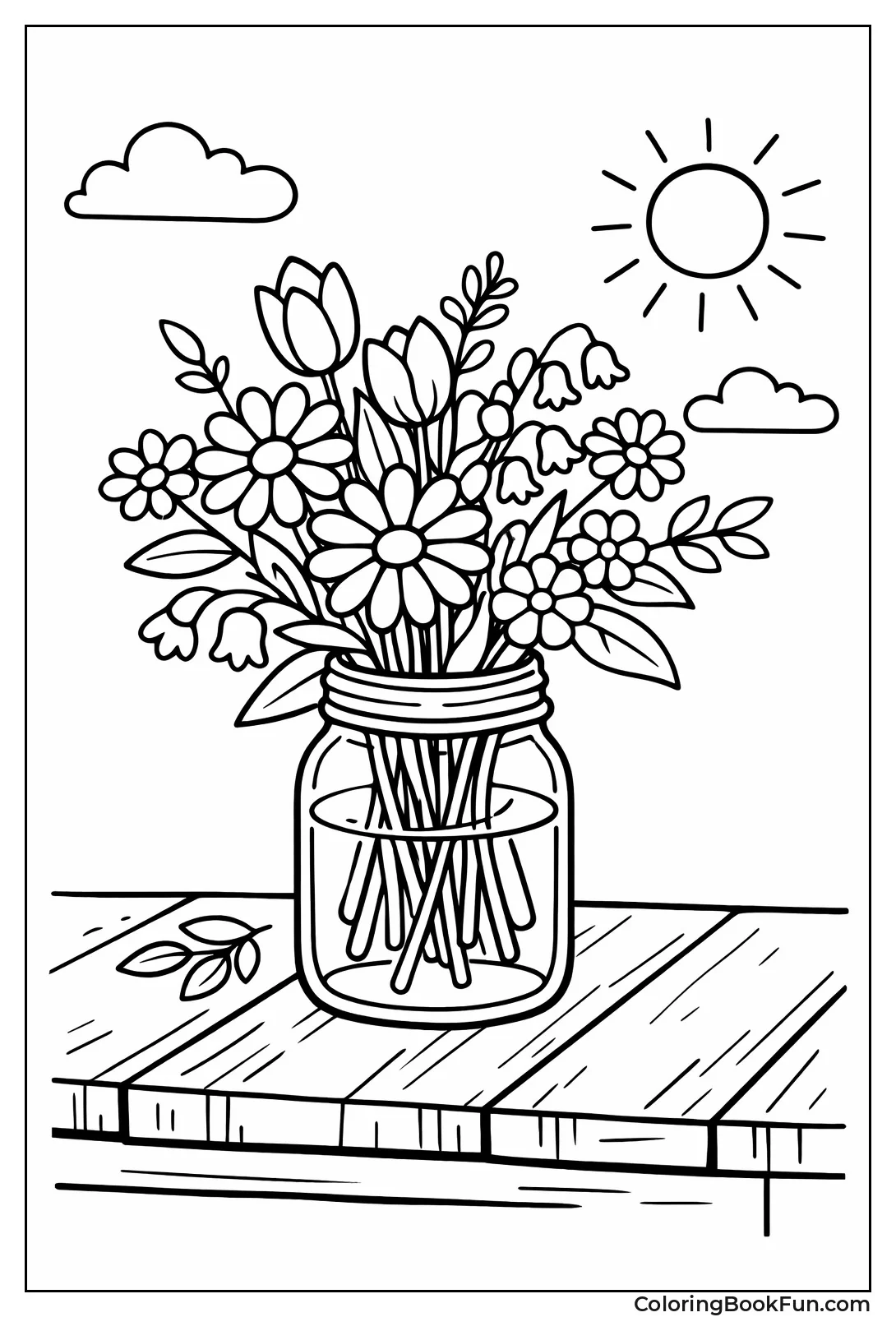 Wildflowers in Mason Jar