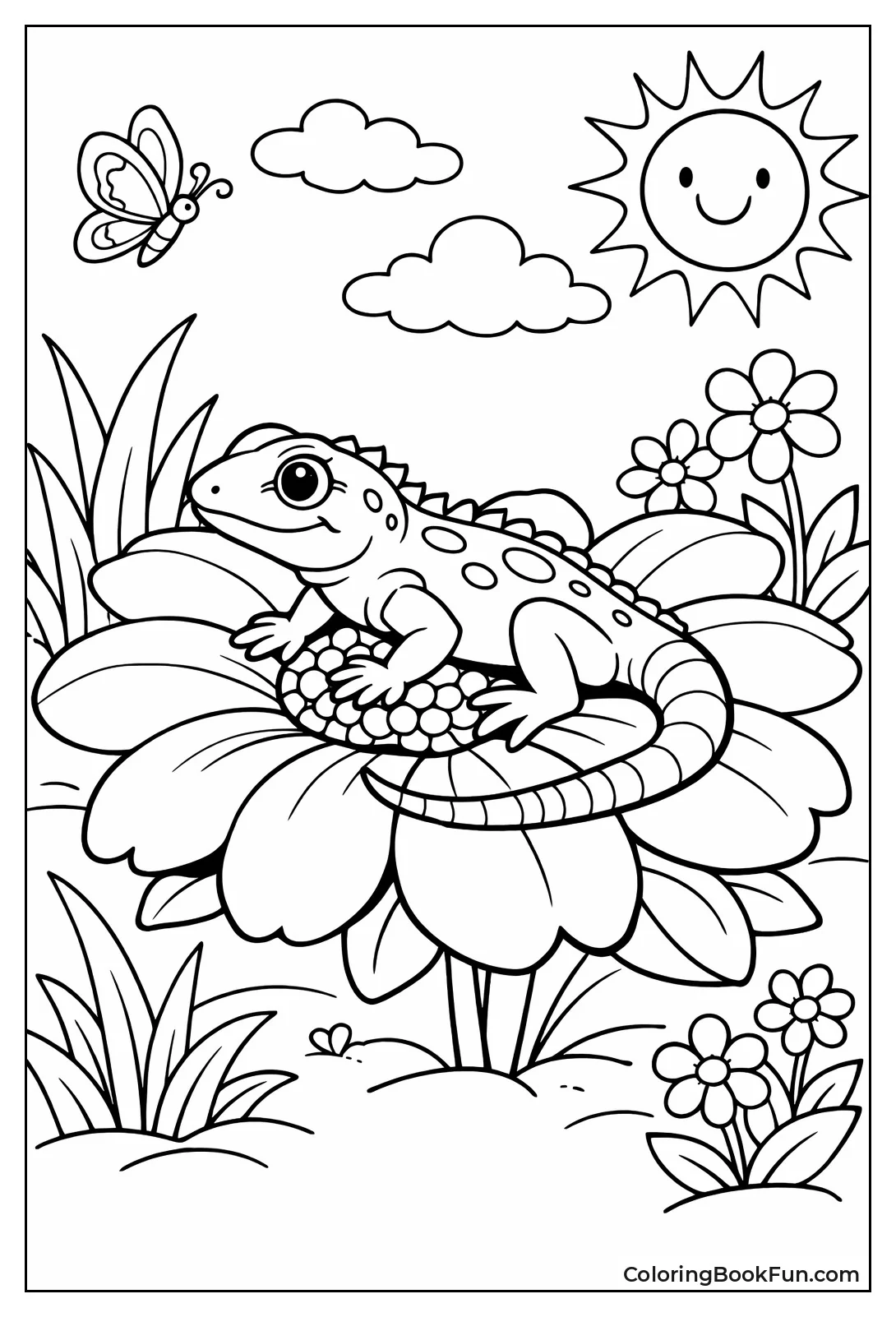 Lizard Rests on Flower