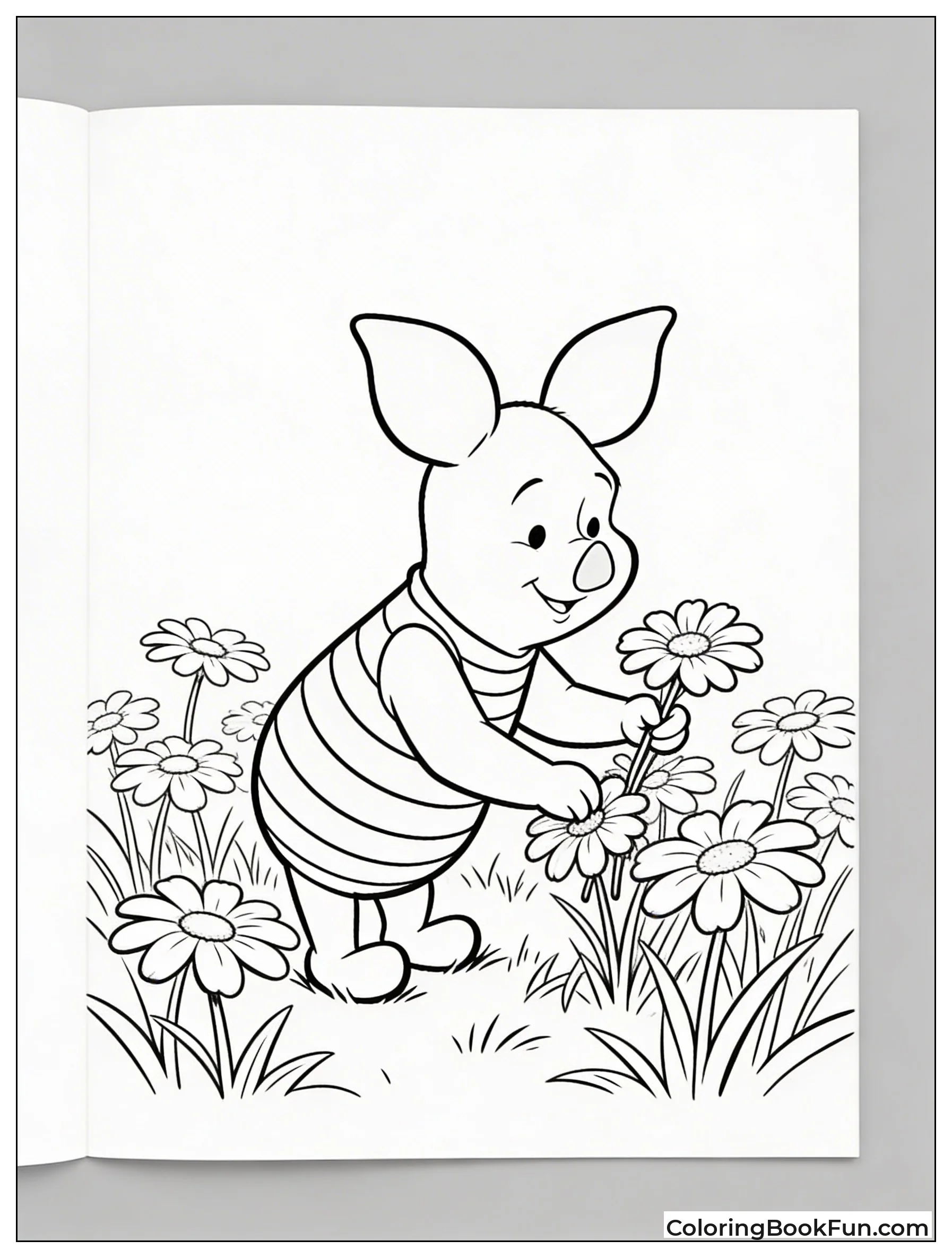 Piglet Picks Pretty Flowers
