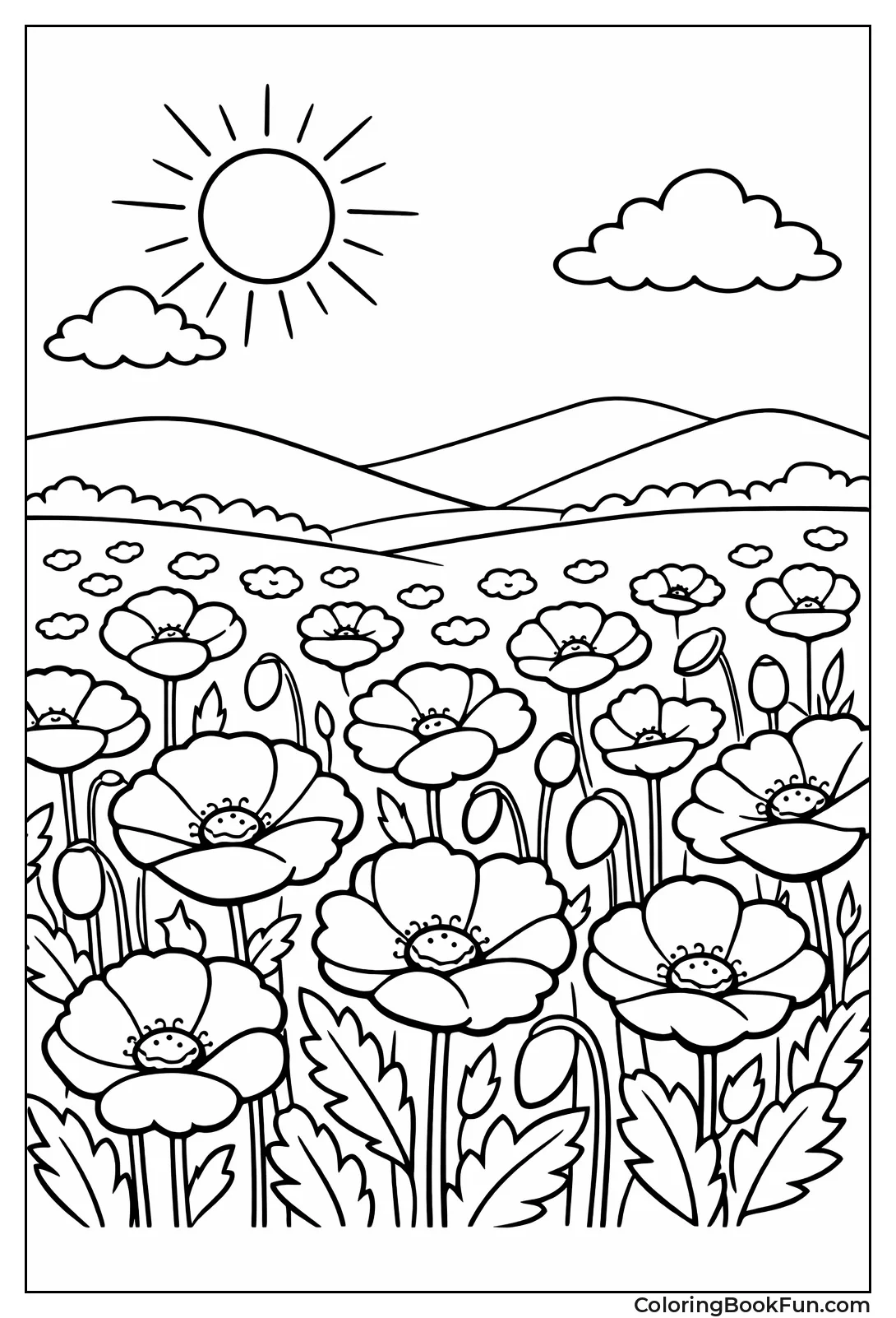 Red Poppy Field Landscape