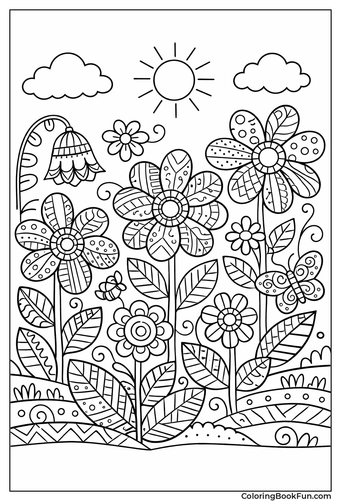 Doodle Flowers in Garden