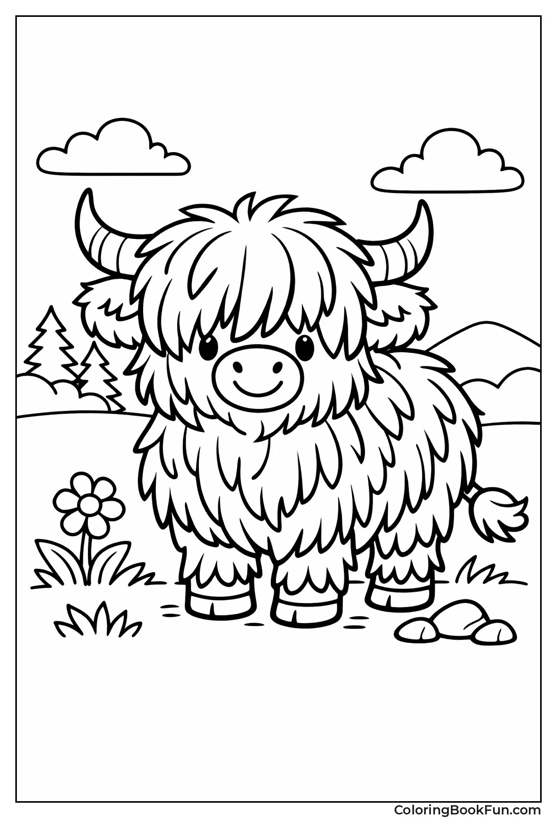 Fluffy Shaggy Highland Cow