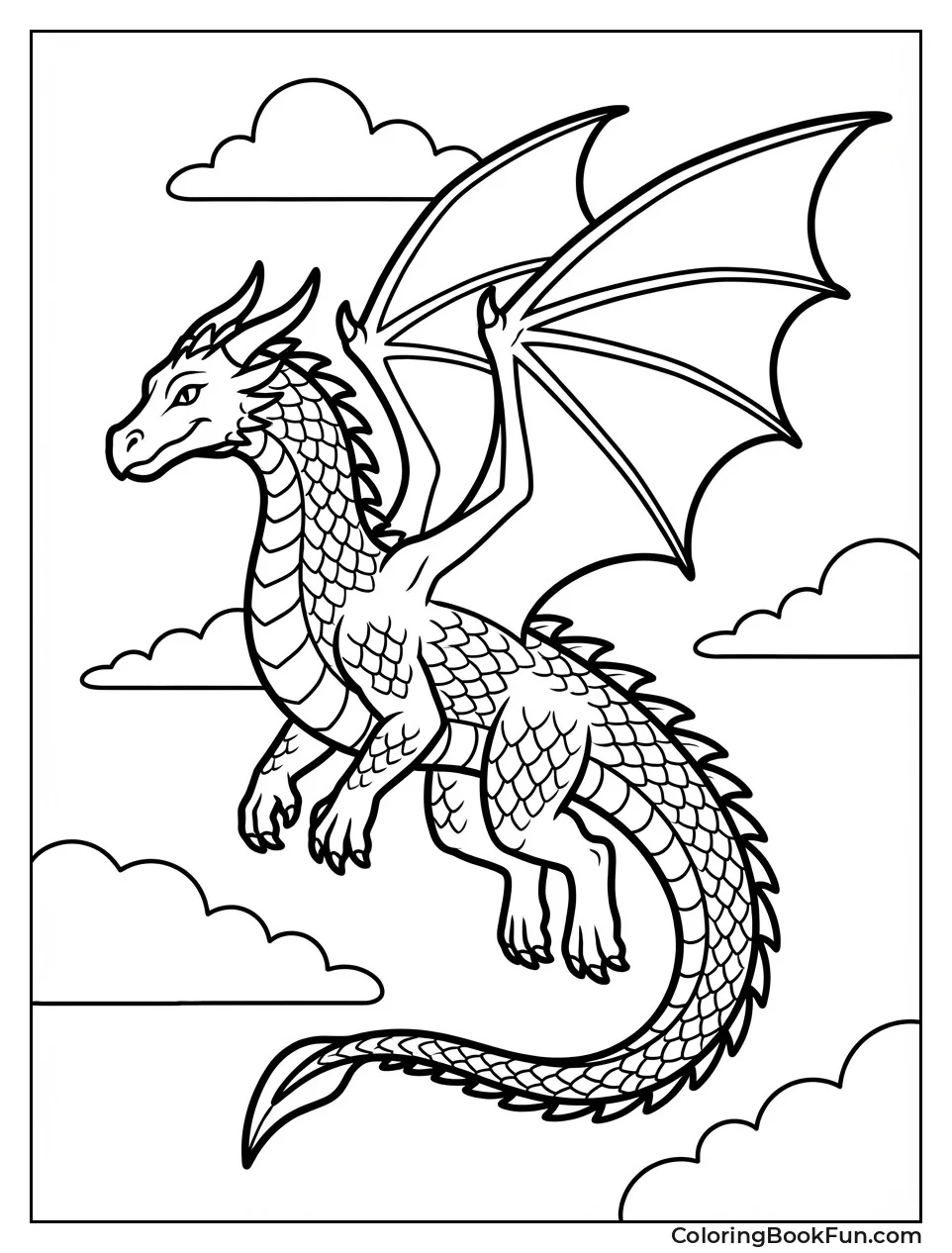 Dragon Soaring in Sky