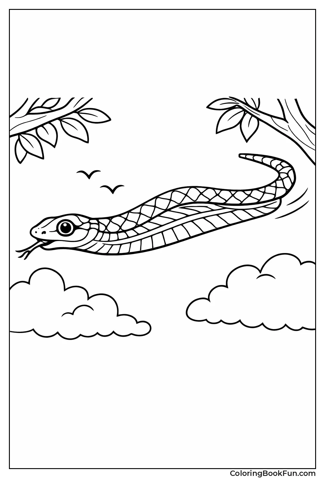 Flying Snake Glides between Branches