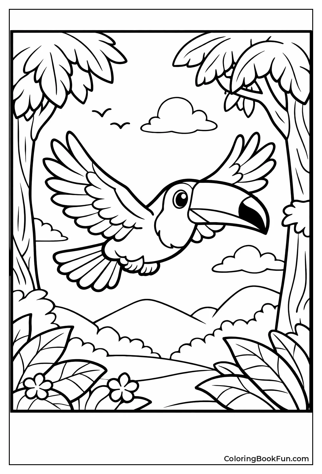 Flying Toucan Glides Trees