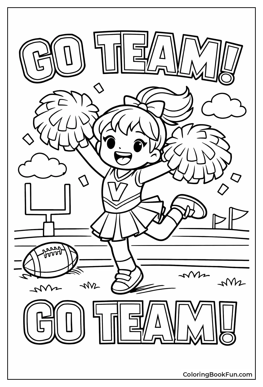 Cheerleader Cheers at Football Game