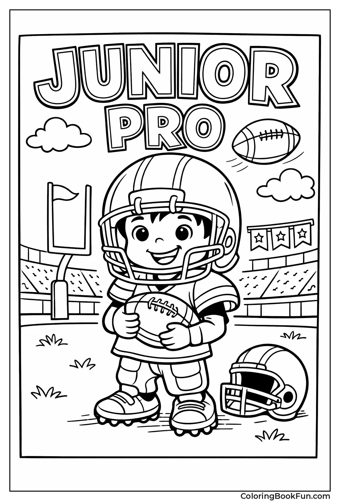 Kid Smiles in Big Helmet