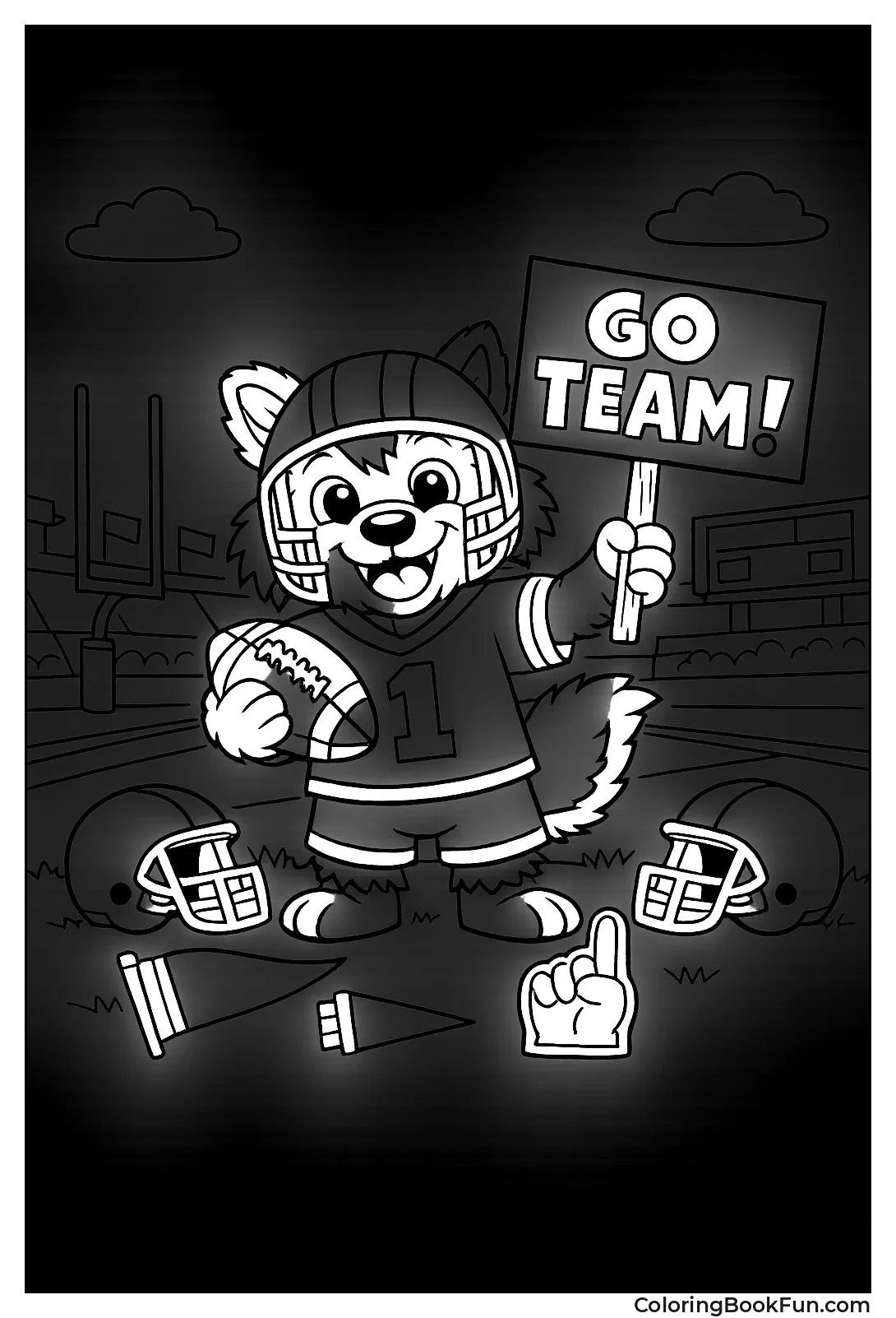 Mascot Waves Go Team Sign