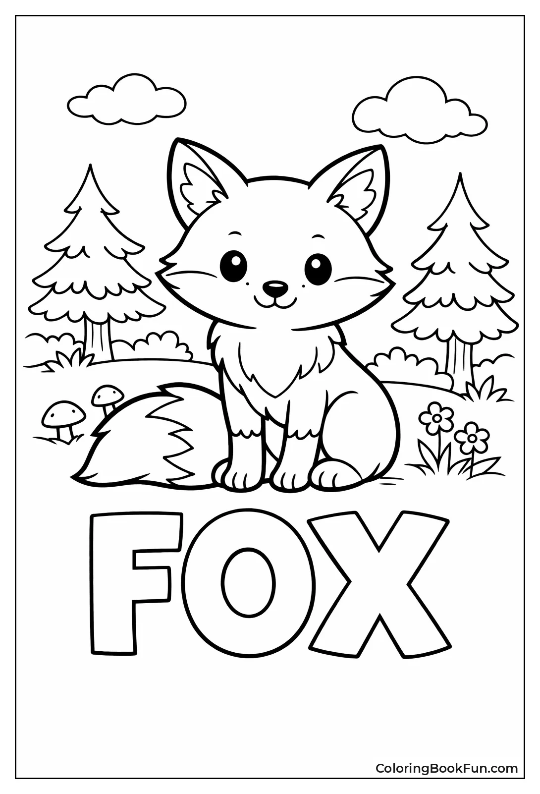 Cute Fox Sitting with Tail