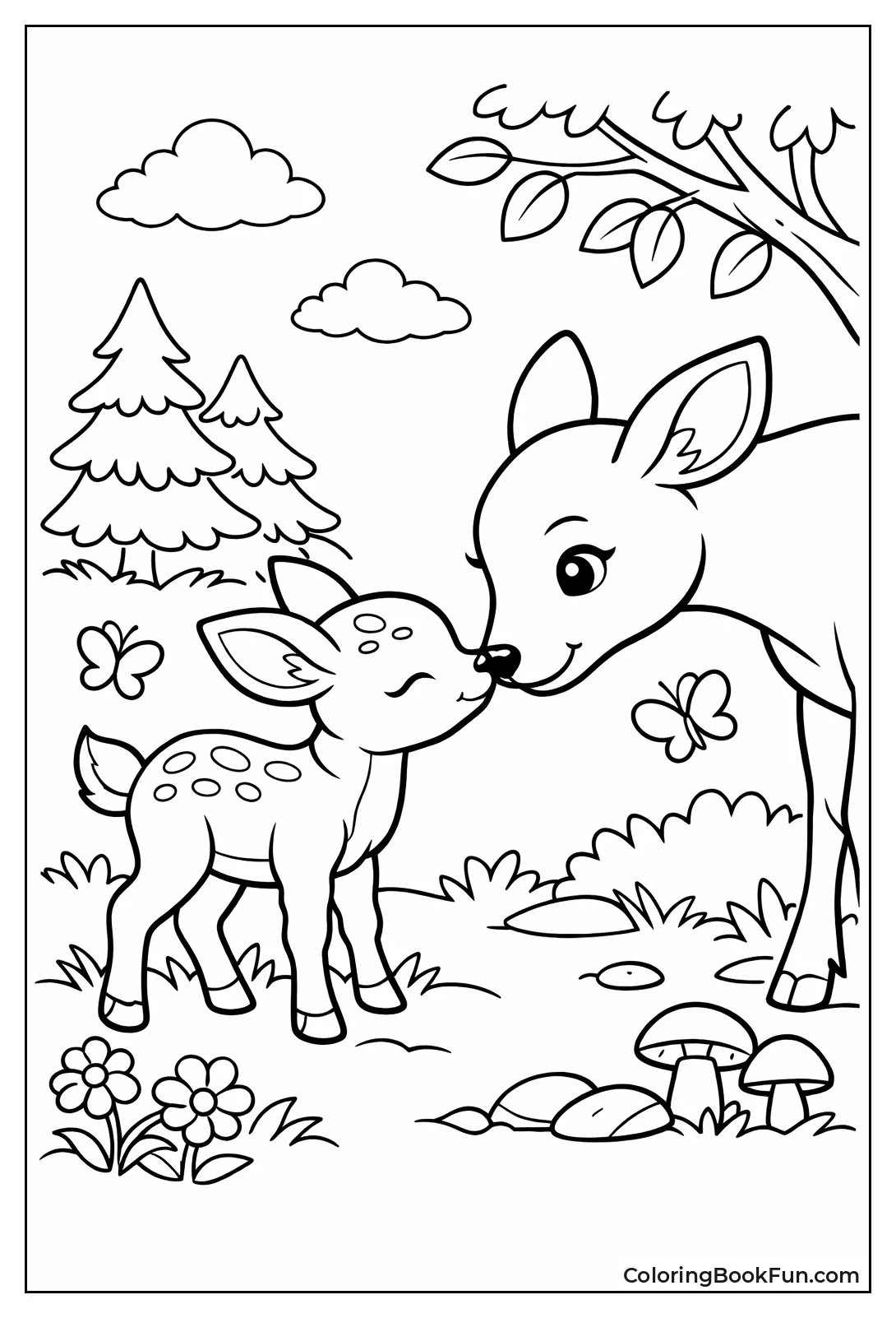 Fawn Nuzzling its Mother