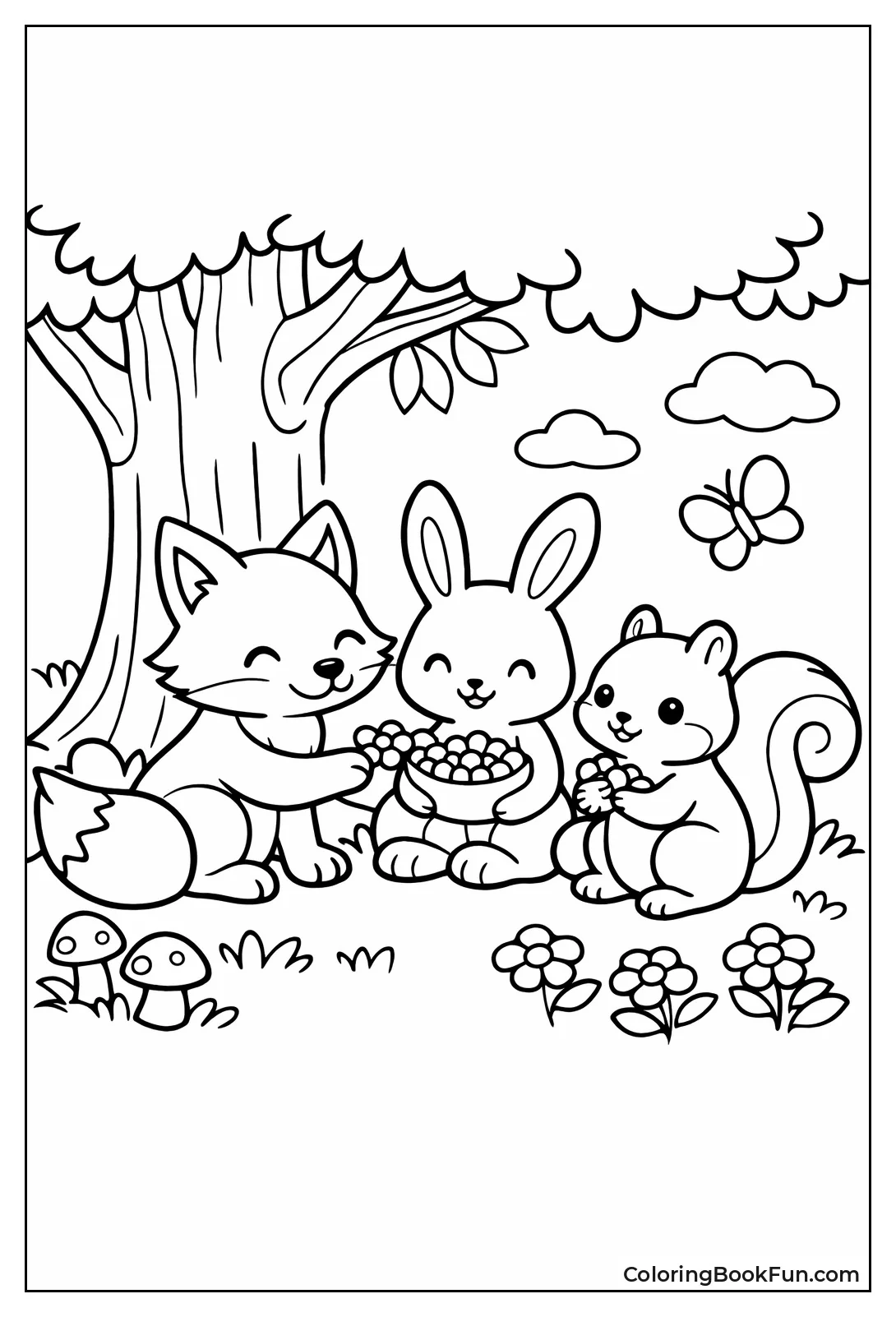 Forest Friends Sharing Berries