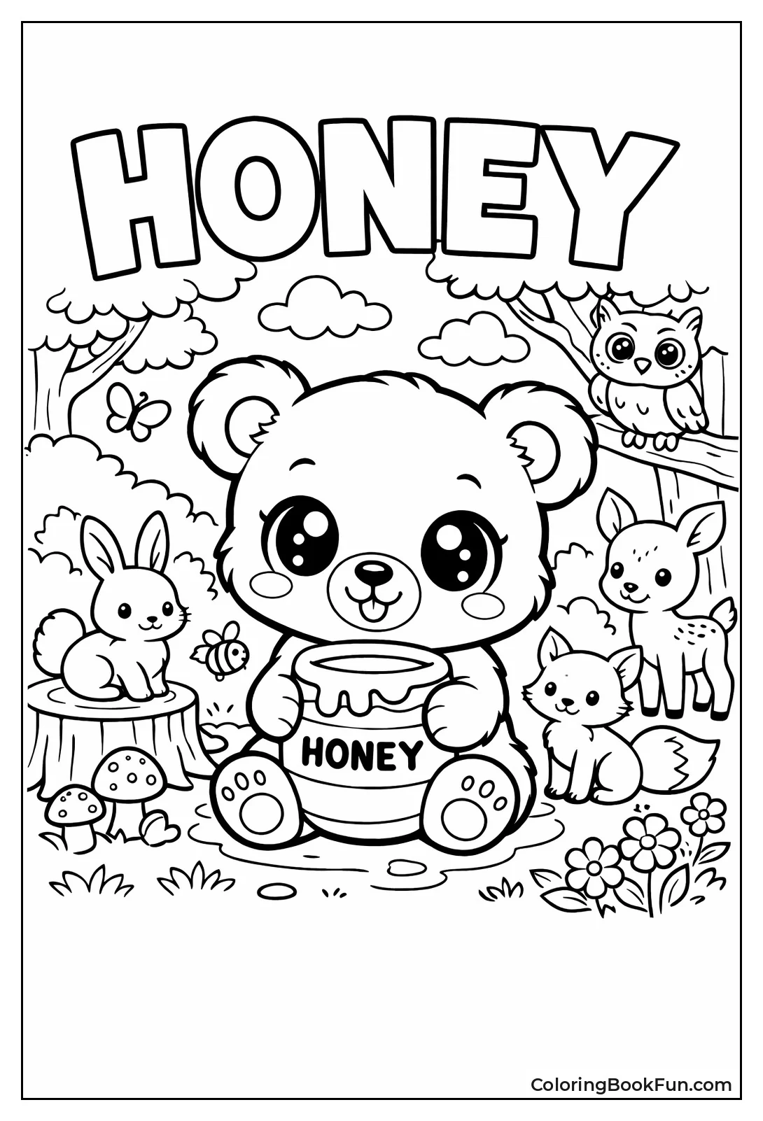 Cute Bear Cub Holding Honey